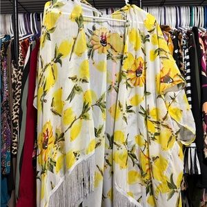 Floral Kimono with Fringe